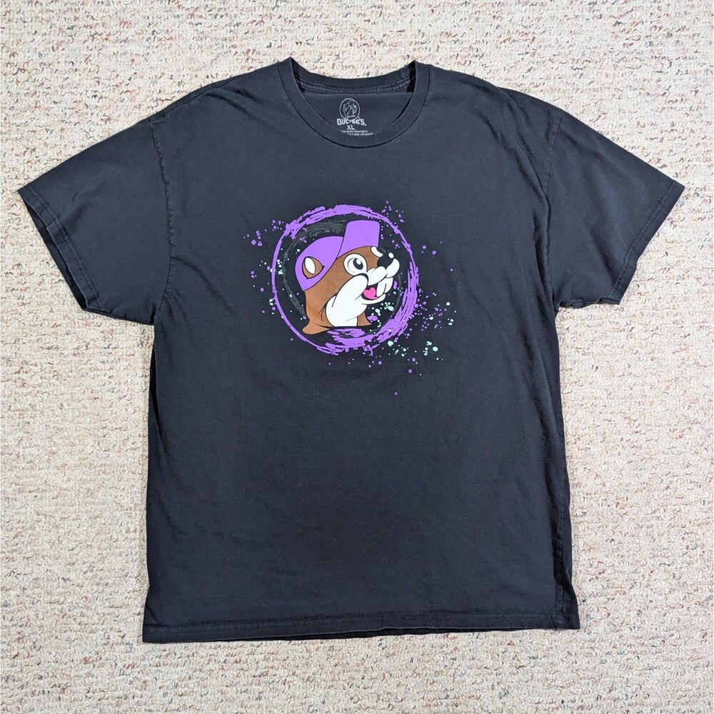Buc-ee's T-Shirt DJ Beaver Mens Large Black Short Sleeve Tee I'm Going Back 80's